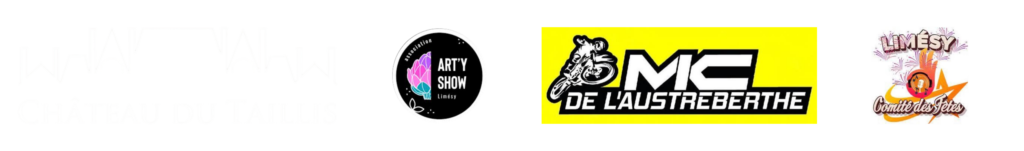 Logos du Château du Taillis, d’Art’y Show, du MCA de L'austreberthe et du Comité des Fêtes de Limésy.